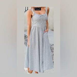 Striped Sleeveless Midi Dress